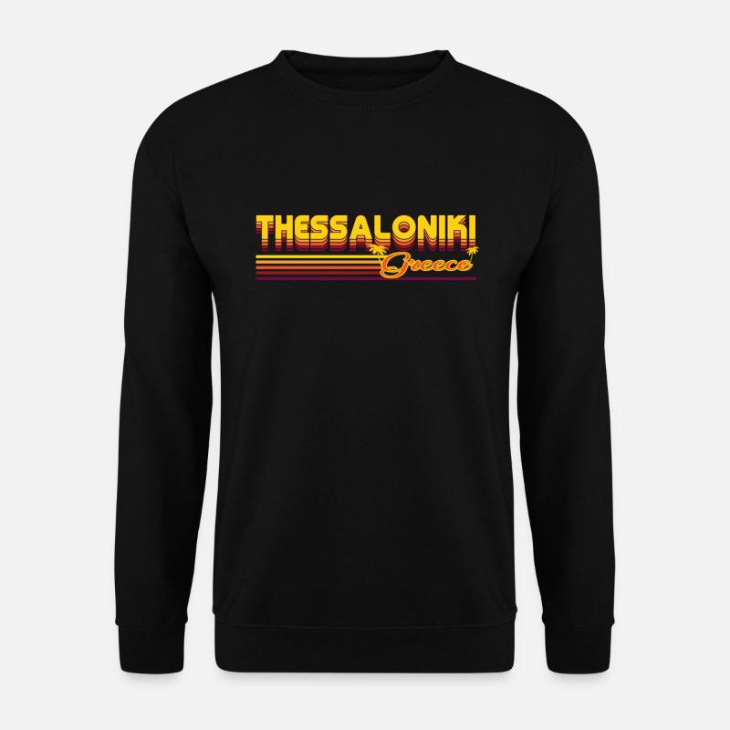Thessaloniki: Mediterranes Retro-Design - Unisex Pullover - Schwarz
