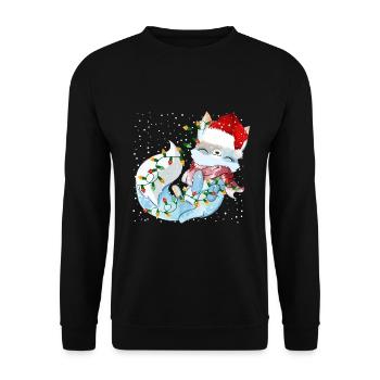 Niedliches Polarfuchs-Geschenk - Unisex Pullover - Schwarz - Vorne - Alina (178cm) & Michal (187cm)