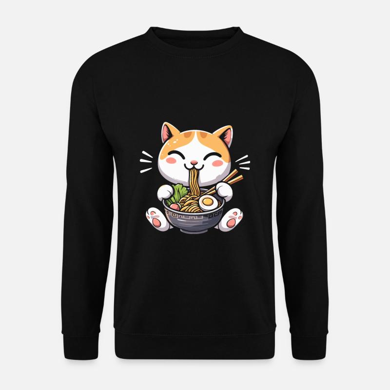 Anime Katze Ramen - Unisex Pullover - Schwarz