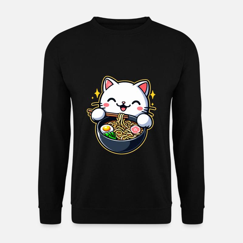 Anime Katze Ramen - Unisex Pullover - Schwarz