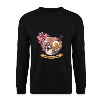 Propulsé par l’anime et les ramen - Sweat-shirt Unisexe - noir - Devant - Alina (178cm) & Michal (187cm)