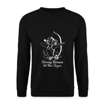 Strong women hit their targets Archery - Unisex Sweatshirt - black - Front - Alina (178cm) & Michal (187cm)