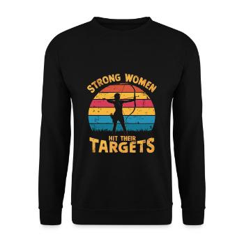Strong women hit their targets Archery - Unisex Sweatshirt - black - Front - Alina (178cm) & Michal (187cm)
