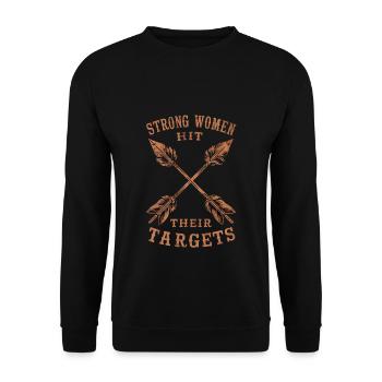 Strong women hit their targets Archery - Unisex Sweatshirt - black - Front - Alina (178cm) & Michal (187cm)