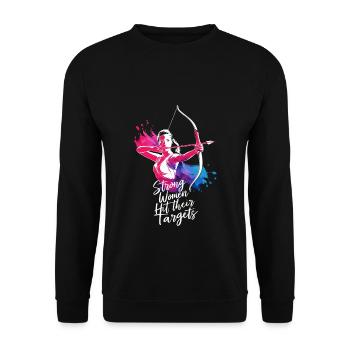 Strong women hit their targets Archery - Unisex Sweatshirt - black - Front - Alina (178cm) & Michal (187cm)