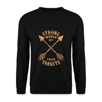 Strong women hit their targets Archery - Unisex Sweatshirt - black - Front - Alina (178cm) & Michal (187cm)