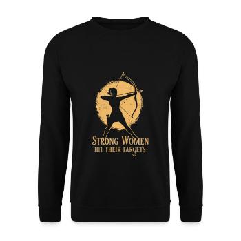 Strong women hit their targets Archery - Unisex Sweatshirt - black - Front - Alina (178cm) & Michal (187cm)