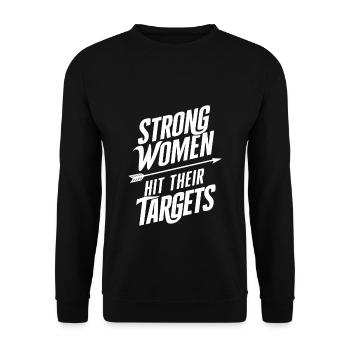 Strong women hit their targets Archery - Unisex Sweatshirt - black - Front - Alina (178cm) & Michal (187cm)