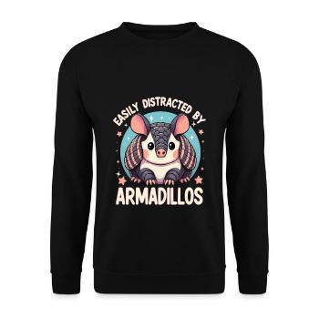 Leicht abgelenkt durch Armadillos Gürteltier - Unisex Pullover - Schwarz - Vorne - Alina (178cm) & Michal (187cm)