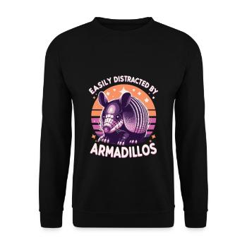 Leicht abgelenkt durch Armadillos Gürteltier - Unisex Pullover - Schwarz - Vorne - Alina (178cm) & Michal (187cm)