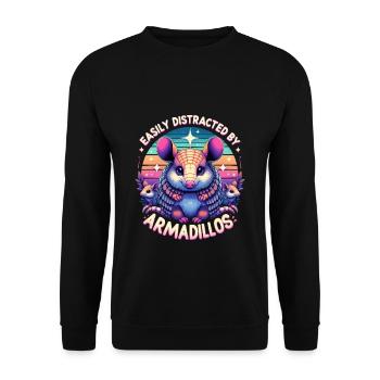 Leicht abgelenkt durch Armadillos Gürteltier - Unisex Pullover - Schwarz - Vorne - Alina (178cm) & Michal (187cm)
