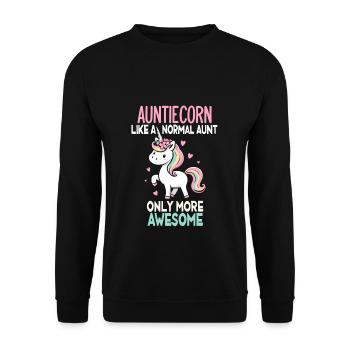 Tante, Tante, Licorne - Sweat-shirt Unisexe - noir - Devant - Alina (178cm) & Michal (187cm)