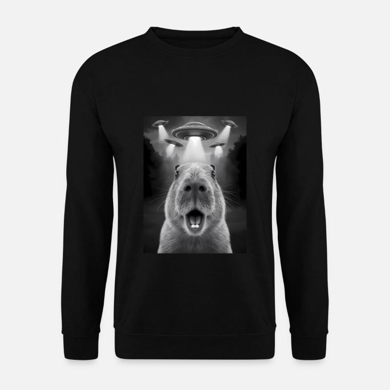 Capybara Selfie Ufo Aliens Lustige Tiere Bilder - Unisex Pullover - Schwarz