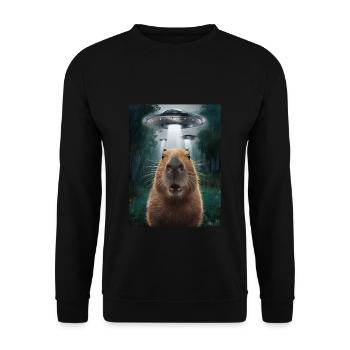 Capybara Selfie OVNI Extraterrestres Drôles D’animaux Photos - Sweat-shirt Unisexe - noir - Devant - Alina (178cm) & Michal (187cm)