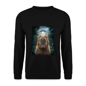 Capybara Selfie OVNI Extraterrestres Drôles D’animaux Photos - Sweat-shirt Unisexe - noir - Devant - Alina (178cm) & Michal (187cm)