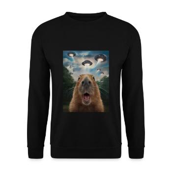 Capybara Selfie OVNI Drôle d’animaux Photos - Sweat-shirt Unisexe - noir - Devant - Alina (178cm) & Michal (187cm)