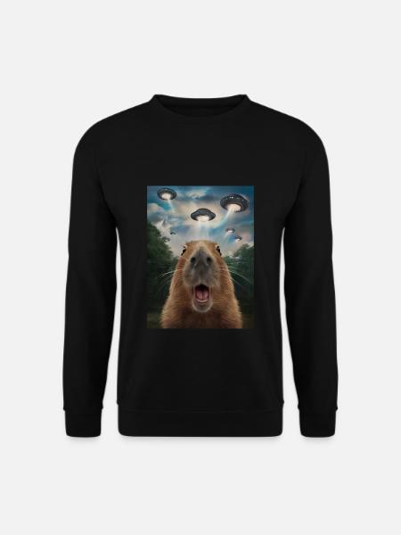 Capybara Selfie Ufo Funny Animals Pictures - Unisex Sweatshirt - black