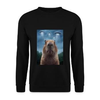 Capybara Selfie OVNI Extraterrestres Drôles D’animaux Photos - Sweat-shirt Unisexe - noir - Devant - Alina (178cm) & Michal (187cm)