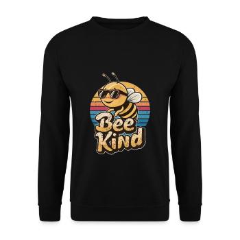 Bee Kind Biene - Unisex Pullover - Schwarz - Vorne - Alina (178cm) & Michal (187cm)
