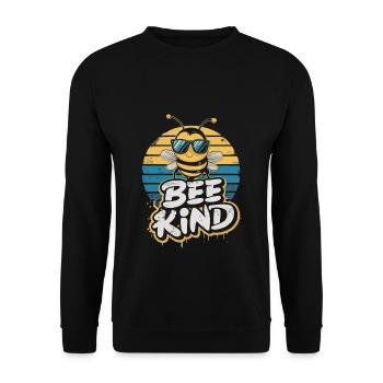 Bee Kind Biene - Unisex Pullover - Schwarz - Vorne - Alina (178cm) & Michal (187cm)