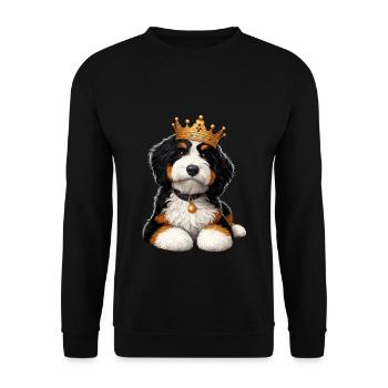 Bernedoodle Chien Couronne - Sweat-shirt Unisexe - noir - Devant - Alina (178cm) & Michal (187cm)