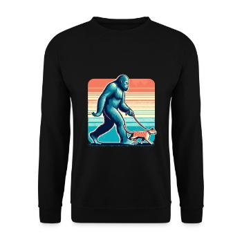 Bigfoot Katze Lustige Bilder - Unisex Pullover - Schwarz - Vorne - Alina (178cm) & Michal (187cm)