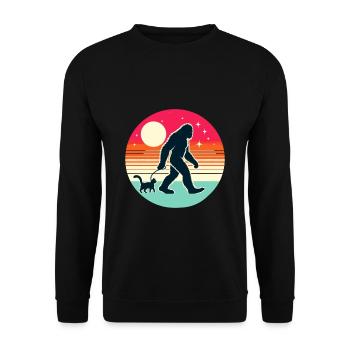 Bigfoot Katze Lustige Bilder - Unisex Pullover - Schwarz - Vorne - Alina (178cm) & Michal (187cm)