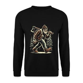 Lumberjack Forester Bigfoot - Unisex Sweatshirt - black - Front - Alina (178cm) & Michal (187cm)