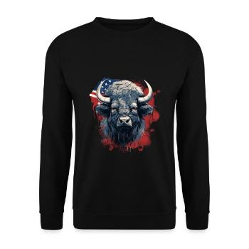 American Bison - Unisex Sweatshirt - black - Front - Alina (178cm) & Michal (187cm)