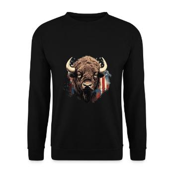 American Bison - Unisex Sweatshirt - black - Front - Alina (178cm) & Michal (187cm)