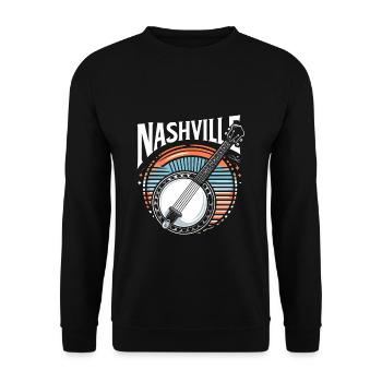 Banjo Gitarre Bluegrass Musik Nashville - Unisex Pullover - Schwarz - Vorne - Alina (178cm) & Michal (187cm)