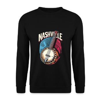 Banjo Gitarre Bluegrass Musik Nashville - Unisex Pullover - Schwarz - Vorne - Alina (178cm) & Michal (187cm)