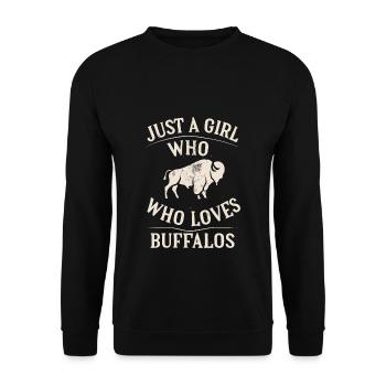 Nur ein Mädchen, das Buffalos liebt Büffel - Unisex Pullover - Schwarz - Vorne - Alina (178cm) & Michal (187cm)