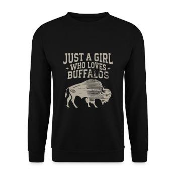 Nur ein Mädchen, das Buffalos liebt Büffel - Unisex Pullover - Schwarz - Vorne - Alina (178cm) & Michal (187cm)