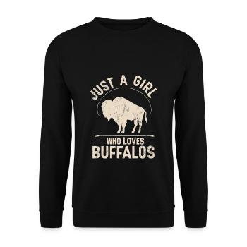 Nur ein Mädchen, das Buffalos liebt Büffel - Unisex Pullover - Schwarz - Vorne - Alina (178cm) & Michal (187cm)