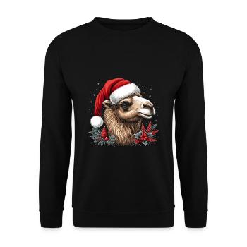Kamel Weihnachten - Unisex Pullover - Schwarz - Vorne - Alina (178cm) & Michal (187cm)