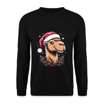 Kamel Weihnachten - Unisex Pullover - Schwarz - Vorne - Alina (178cm) & Michal (187cm)