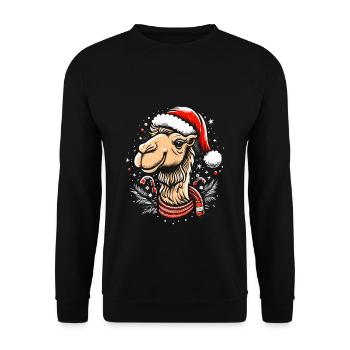 Kamel Weihnachten - Unisex Pullover - Schwarz - Vorne - Alina (178cm) & Michal (187cm)