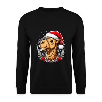 Kamel Weihnachten - Unisex Pullover - Schwarz - Vorne - Alina (178cm) & Michal (187cm)