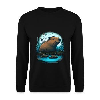 Wasserschwein - Unisex Pullover - Schwarz - Vorne - Alina (178cm) & Michal (187cm)