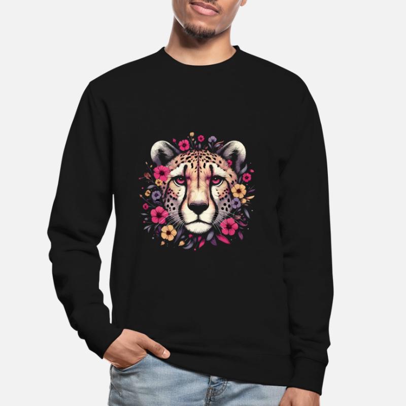 Guépard Fleurs de guépard Sweat-shirt Unisexe
