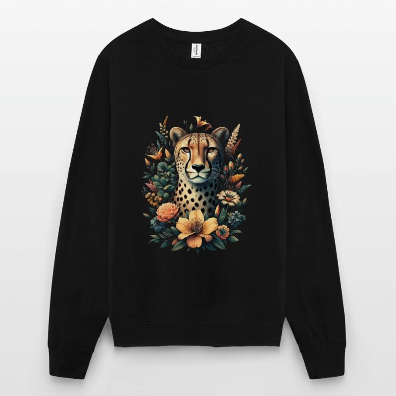 Guépard Fleurs de guépard Sweat-shirt Unisexe