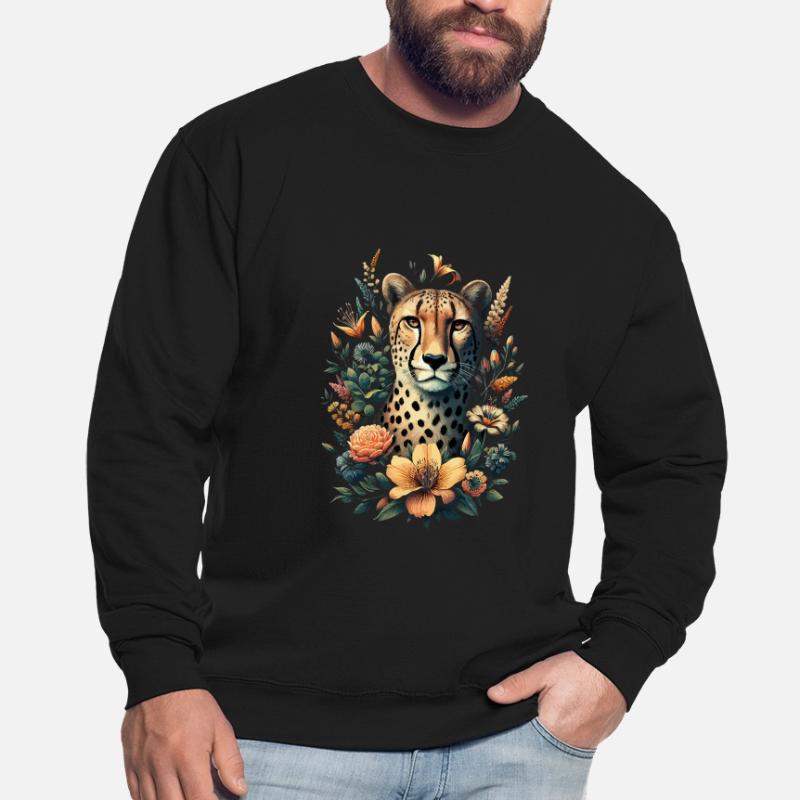 Guépard Fleurs de guépard Sweat-shirt Unisexe