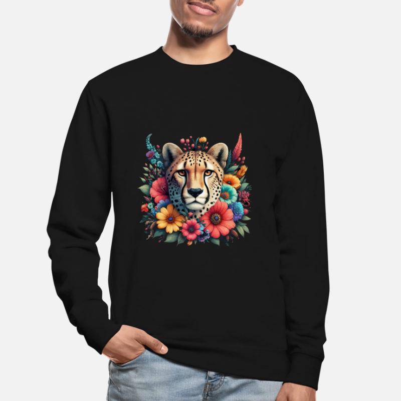 Guépard Fleurs de guépard Sweat-shirt Unisexe