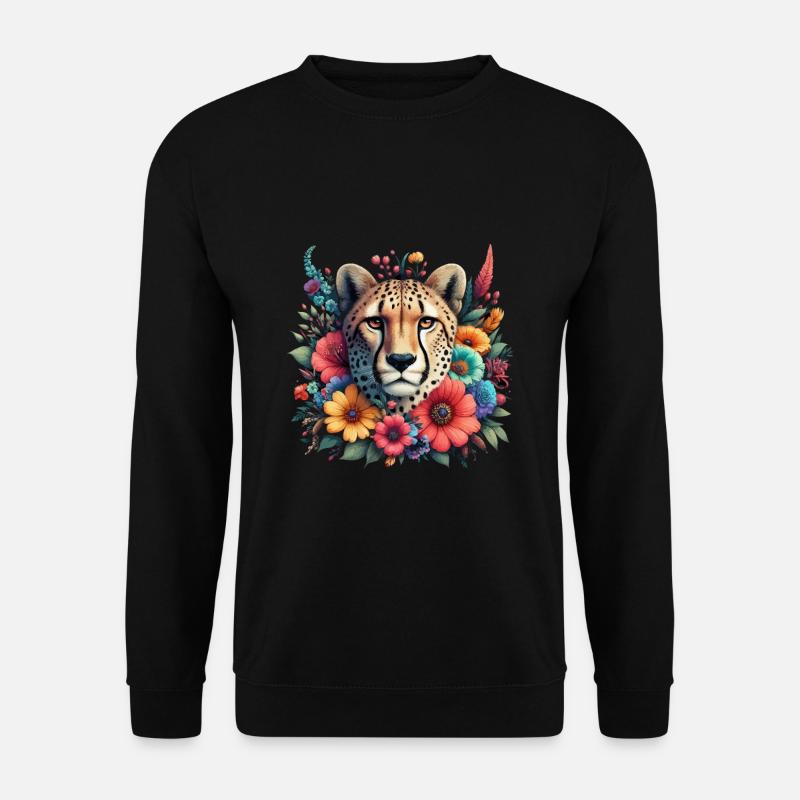 Guépard Fleurs de guépard - Sweat-shirt Unisexe - noir