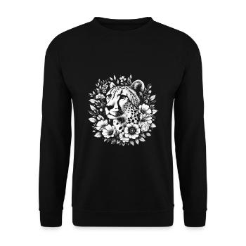 Guépard Fleurs de guépard - Sweat-shirt Unisexe - noir - Devant - Alina (178cm) & Michal (187cm)