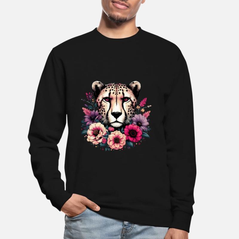 Guépard Fleurs de guépard Sweat-shirt Unisexe
