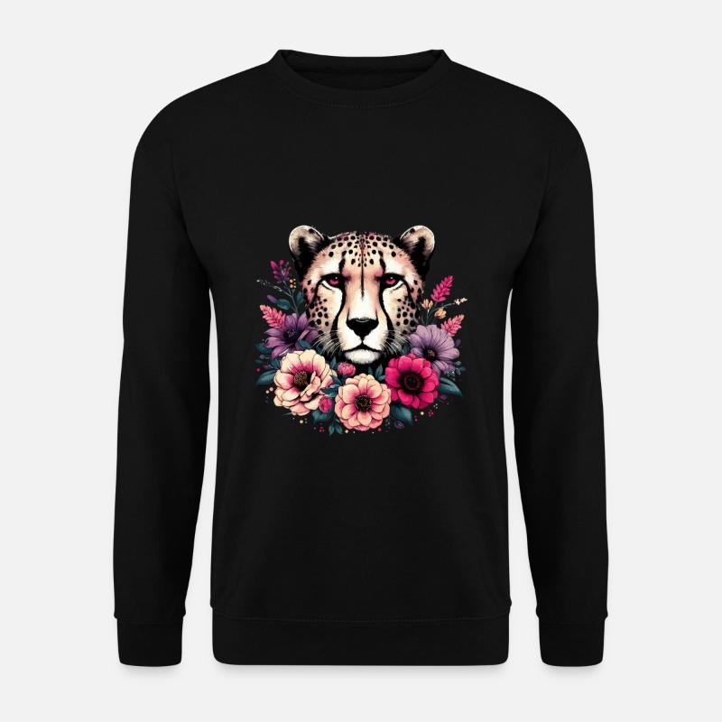 Guépard Fleurs de guépard - Sweat-shirt Unisexe - noir