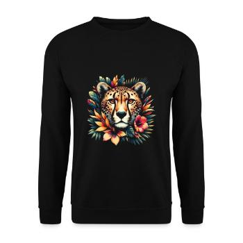 Guépard Fleurs de guépard - Sweat-shirt Unisexe - noir - Devant - Alina (178cm) & Michal (187cm)