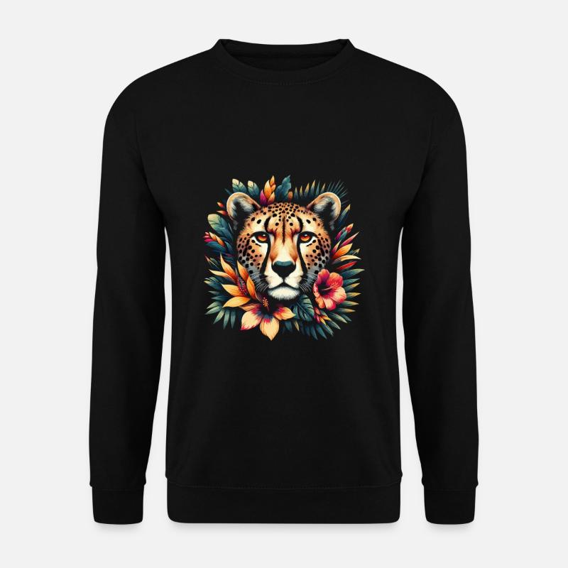 Guépard Fleurs de guépard - Sweat-shirt Unisexe - noir